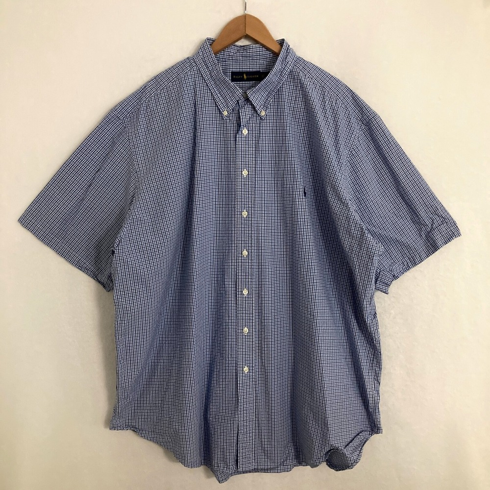 Ralph Lauren Shirt Mens 3XLT Button Down Pony Logo Check Preppy Ivy Office Party
